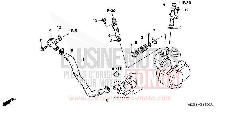 WATER PIPE for Transalp 650 DEGITAL SILVER METALLIC (NHA30) from 2005